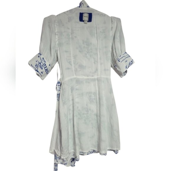 Anthropologie Maeve Chic Blue and White Wrap Mini Dress Size XSP - Picture 5 of 13